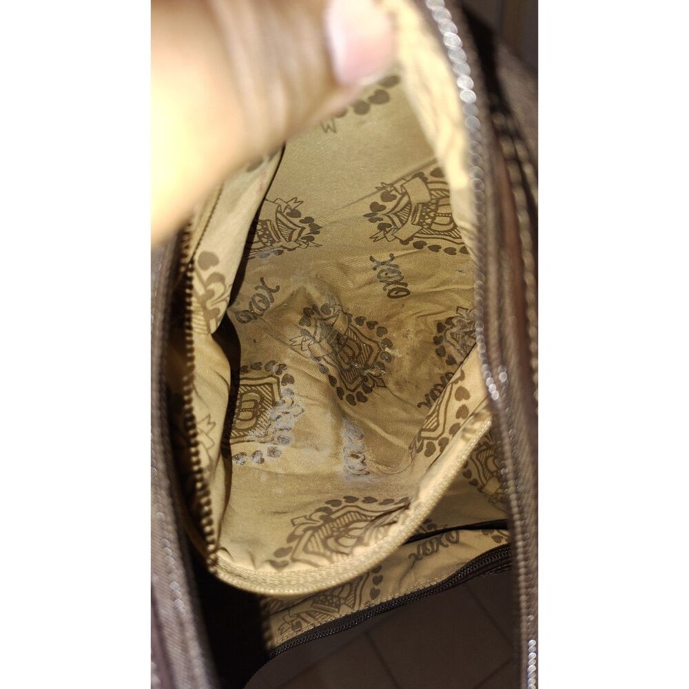 Vintage Y2K XOXO Monogram Hobo Shoulder Bag – Distressed Metallic Bronze Brown - Picture 7 of 10